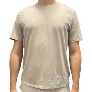 NWT BOSS Men's Logo T-Shirt Crewneck Cotton Tee Size M Color Beige